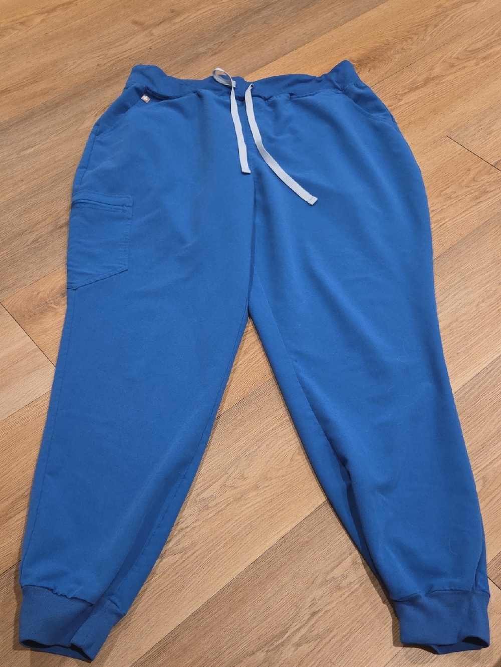 Figs Women's Jogger Scrub Pants in Blue with Light Blue Drawstring